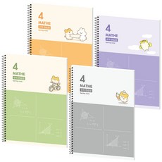 2000 哈姆奇 4分割數學練習本, 灰色, 橘色, 綠色, 紫色, 1套