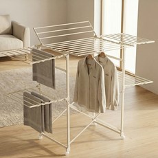 르엘 타워형 접이식 2단 특대형 빨래건조대 확장형, 아이보리