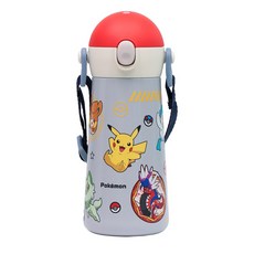LILFANT 不鏽鋼直飲保溫水壺 雙層壁設計 一鍵開啟 肩帶, 寶可夢, 460ml, 1個