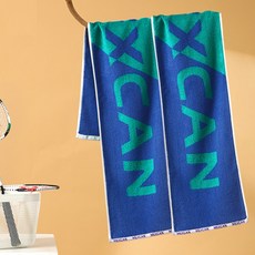 ZBIBI 雙色棉質毛巾 運動 羽球 運動毛巾 25 x 110 cm, 藍色薄荷, 2個