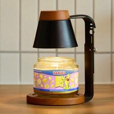 Arbol 定時款 木質融蠟燈 + 酸甜哈瑞寶中號罐裝蠟燭 300g 套組, 黑色木質, 檸檬水果