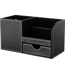 皮革桌面收納架, 1個, 黑色