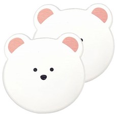 硅藻土吸水杯墊 印花-造型-北極熊, 白色, 2入