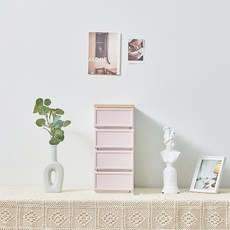 씨밀렉스 래폴드 모듈서랍장 슬림 S, 무디파스텔핑크, 4단