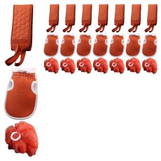 째째마켓 목욕 롱타올 + 때밀이 장갑 + 샤워볼 세트, 빨강, 8세트