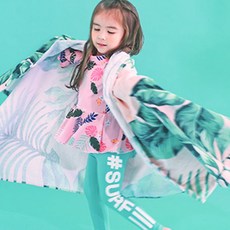 GOING KIDS 女童款熱帶風印花長袖泳衣+長泳褲+遮陽帽+收納袋