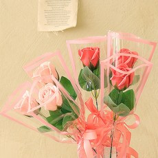 Scent Basket 線條香皂花單支花束 2款 x 3入組, 柔和粉色調, 1套