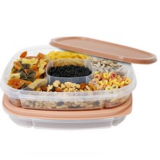 Nanu Dam 6分格方形保鮮盒 4號 粉色, 2個, 單品