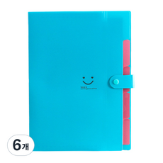 스마일리 아코디언파일 5칸 A4, 청록, 6개