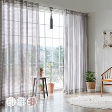 VIEW HOUSE 圓點網紗窗簾 2入, 淺灰色