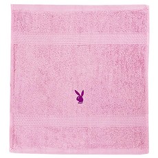 PLAYBOY 日沐優雅素色方巾 35 x 33cm 粉紅色 純棉親膚吸水, 1條
