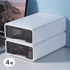 달콤상점 다용도 팬트리 정리 데스크 수납함, 화이트, 4개