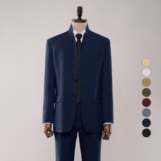 디엘크리 남성용 빅사이즈 베이직핏 스탠딩넥 정장수트 + 팬츠 세트