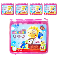 雄獅 奶油獅 彩色筆 可水洗無毒安全 兒童繪畫塗鴉, 12色, 5盒