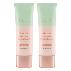 김정문알로에 라센스 로에 큐어 리알로에 워터 스플래쉬 카밍 톤업 선크림 SPF50+ PA++++, 40g, 2개