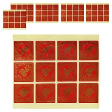 迎春接福燙金貼紙24件組 6組, 紅色