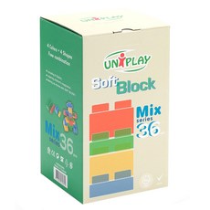 UNiPLAY抗菌軟積木MIX款36片 4種顏色+4種形狀 台灣製造, 多色, 1組