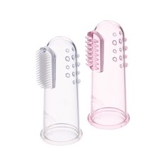PiYOPiYO 黃色小鴨 舒適按摩乳牙刷組 0歲以上, 粉色+透明, 2入, 1組
