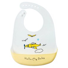 愛北鼻 防油防水矽膠圍兜 六扣柔軟款 防食物掉落 易清潔 寶寶圍兜, 螺旋飛機, 1入