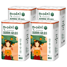 한예지 프리미어 3겹 순수 화장지, 30m, 30롤, 4세트
