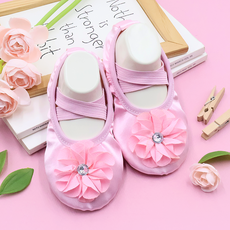 (股)Bidangil 兒童用 Poppin 方晶鋯石花朵絲綢芭蕾舞鞋