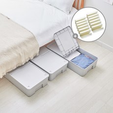 씨밀렉스 언더베드 리빙박스 + 클립 12p, 그레이, 54L, 3개