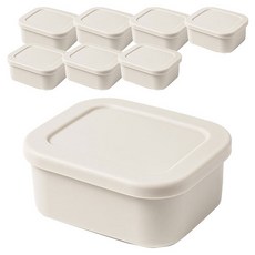 키친팩토리 파스텔 실리콘 사각 밀폐용기 아이보리, 8개, 150ml