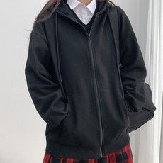 Madmoon 基本款寬鬆版型刷毛連帽拉鍊外套