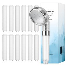 HappyDarling 4段式礦物質過濾蓮蓬頭+濾芯 12支組, 1組, 白色