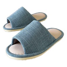 TAIWAN SLIPPER 台灣犀利趴 i Slippers 悠活系列 布質家居室內拖鞋，聚酯纖維棉麻布乙烯材質，台灣製, L, 香榭格紋藍, 1雙