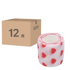 毛皇上 彈力自黏寵物繃帶 白底愛心 大號, 362g, 12捲