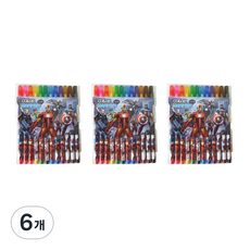 마블 남아용 아이언맨 헐크 토르 캡틴 아메리카 12색 사인펜, 혼합색상, 6개