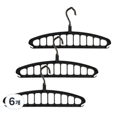 엔도브 공간활용 멀티 옷걸이, 블랙, 6개