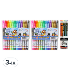 東亞 Bbaekkom 香味彩色筆 12色 2入 + Tukovi 三角橡皮擦鉛筆 SG-208 6款 x 2入, 混合色, 3套