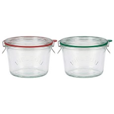 인블룸 아르떼 테이퍼드 유리용기 370ml 딥그린 + 딥레드 세트, 1세트