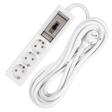 SWEET HOME 高容量 線路斷路 3孔延長線, 5m, 混合顏色, 1個