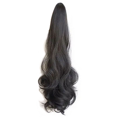 Bacogel馬尾波浪抓夾式假髮, 1個, 黑色