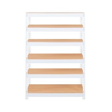 스피드랙 브이 2 스탠드 선반 6단 1000 x 500 x 1500 mm, 화이트(프레임) + 우드 화이트(선반)