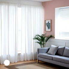 miroom 穿桿式雪紡窗簾, 象牙白