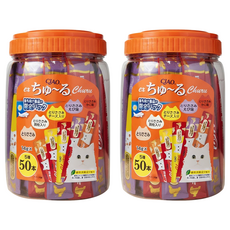 INABA CIAO 肉泥條 雞肉綜合海陸 50本入 Set, 700g, 2桶