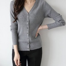 澤尼特女式基本版型 V 領日常造型基本款分層柔軟長袖針織開衫 Q 羅紋 CD g1286