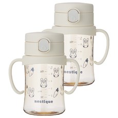 네스틱 유아용 스위치 PPSU 원터치 빨대컵, 200ml, 2개, 바닐라