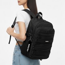 馬可波羅魔術貼雙肩包MP3229+鑰匙圈, 黑色 (MP3229)