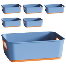 앤티스 배색 라인 깔끔 정리 바구니, 블루, 6개
