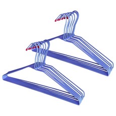 超經典衣架 Set 10支, 塑膠披覆鐵線，尺寸43X20.5cm, 藍色, 2組