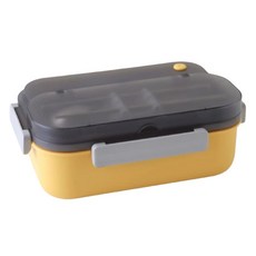 JUST HOME 赫加 304不鏽鋼3格便當盒 1050ml, 黃色, 1個