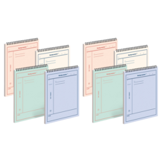 뮤니드 스프링 상철 7.5mm 코넬 라인 노트 4종 세트, 아이보리+오렌지+그린+블루, 2세트