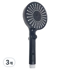 월드크린 온오프 빅트라 샤워기 헤드, 3개, 블랙