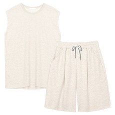 ILLUSO 特殊雙面棉素色百慕達單褶運動無袖上衣+短褲套組