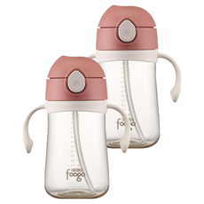 푸고 프리미엄 뉴트럴 시리즈 유아용 PPSU 빨대컵, 380ml, 2개, 뉴트럴핑크